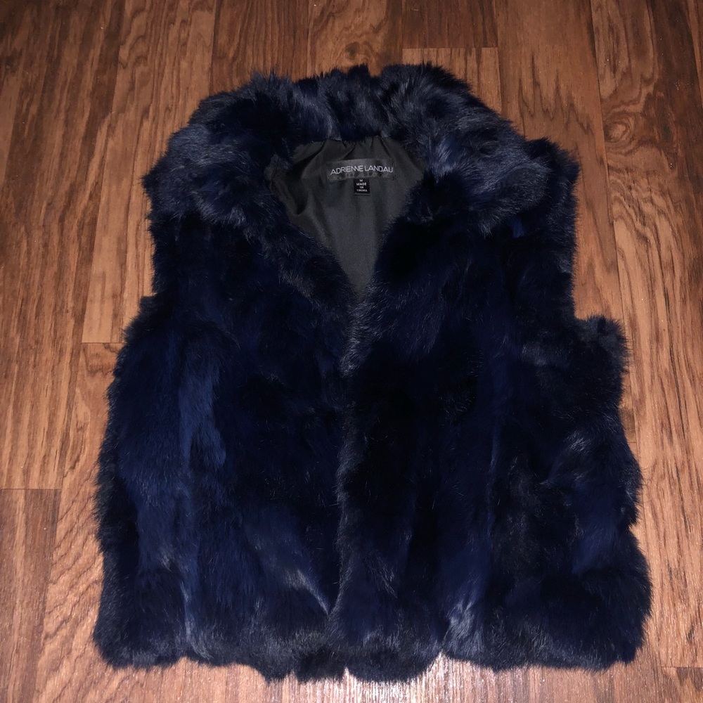 Adrienne Landau Blue Fur Vest